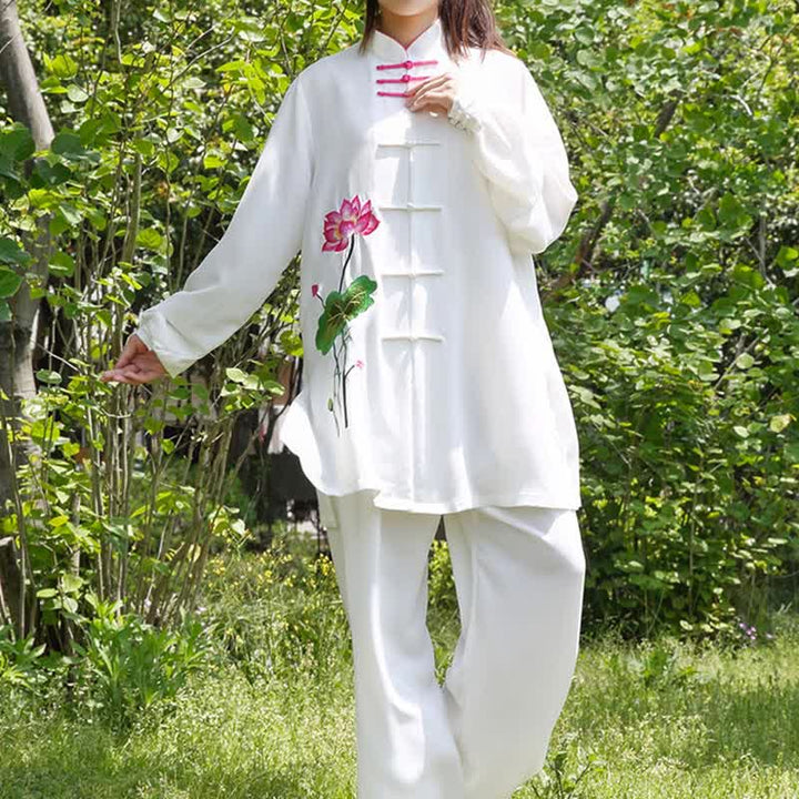 Ensemble de vêtements pour femmes Buddha Stones, fleur de lotus, motif feuille, Tai Chi, méditation, prière, pratique spirituelle zen - image 7