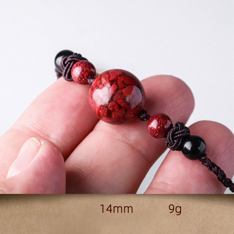 Collier pendentif de bénédiction en perles de pierres de cinabre naturelles de Buddha Stones