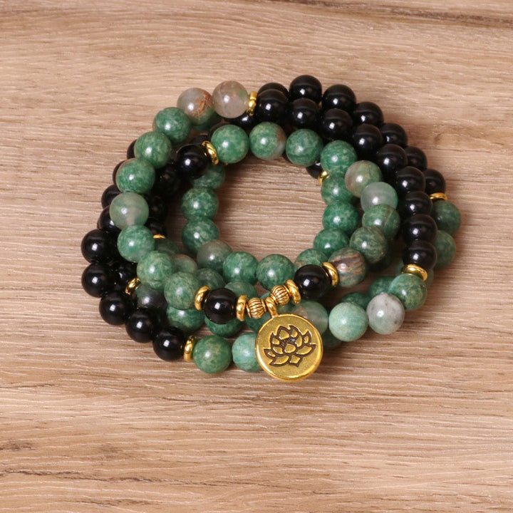 Bracelet Mala de guérison en agate naturelle avec 108 Buddha Stones