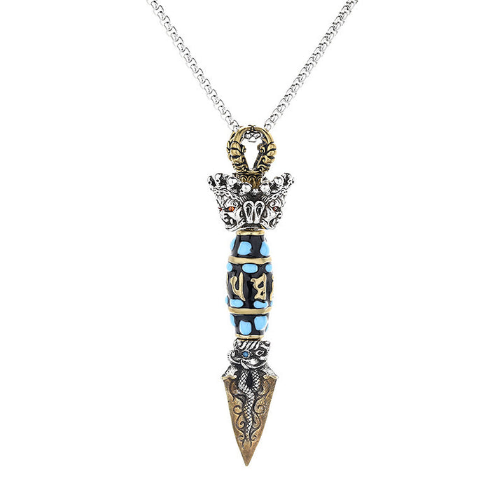 Buddha Stones Tibet Om Mani Padme Hum Dzi Perle Dorje Vajra Motif Richesse Collier Pendentif Rotatif - image 6