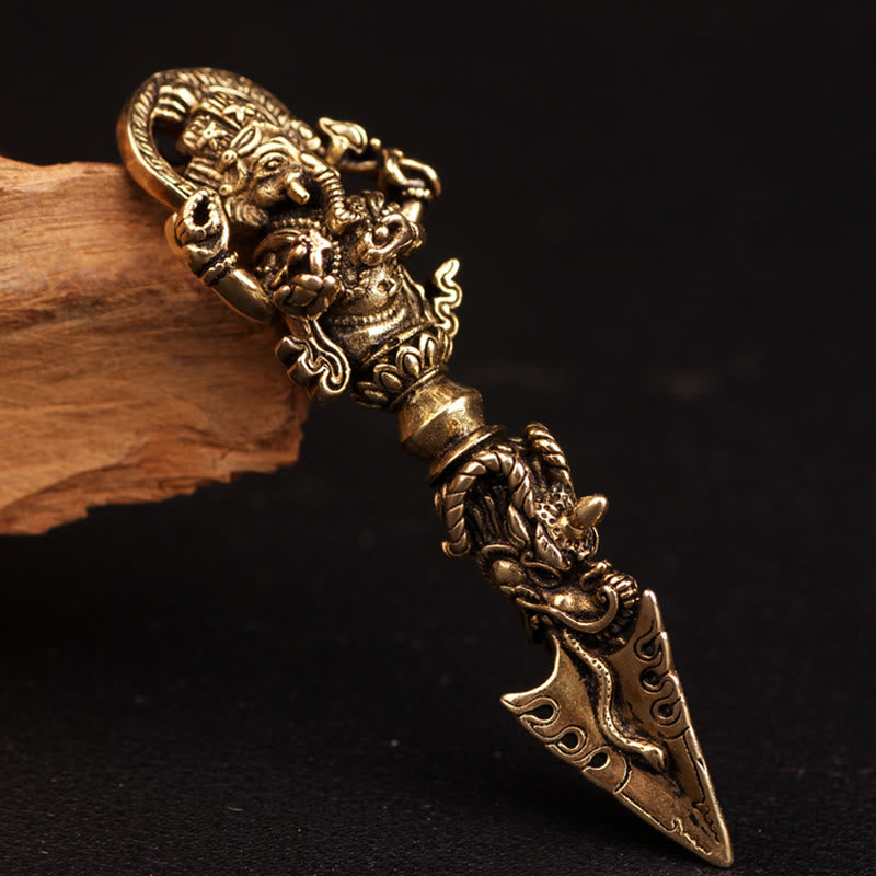 Collier pendentif tibétain Ganesh Ganpati éléphant dieu de la richesse Dorje Vajra pouvoir spirituel - image 1