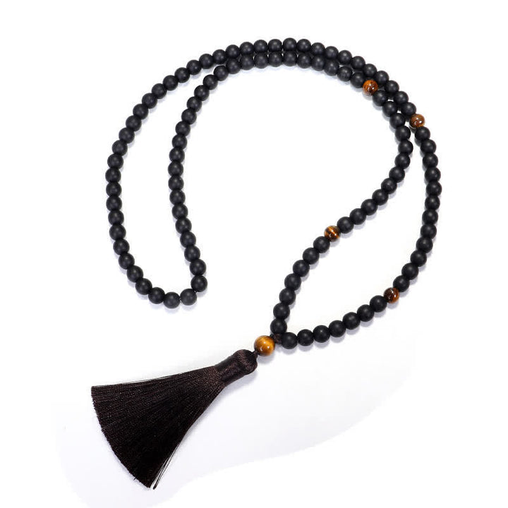 Buddha Stones en pierre givrée œil de tigre avec pendentif et équilibre