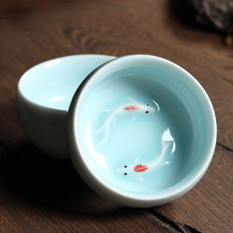 Buddha Stones Poisson Koi Coloré Tasse à Thé en Céramique Tasse à Thé Kung Fu Bol