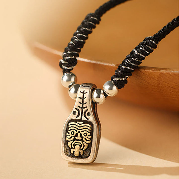 Collier avec pendentif en corde de protection de la déesse de la richesse Zakiram en argent sterling 925 tibétain avec Buddha Stones