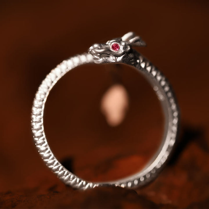 Bague ajustable en argent sterling 925 Buddha Stones , vintage, année du dragon, protection, force
