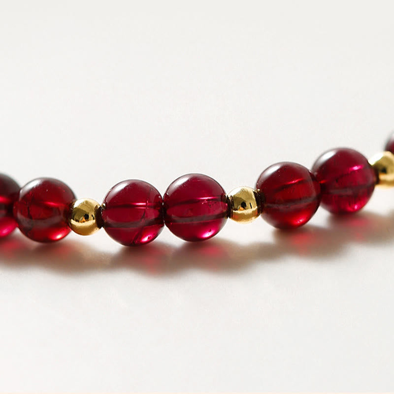 Bracelet Buddha Stones en or 14 carats avec grenat naturel et cinabre - image 8