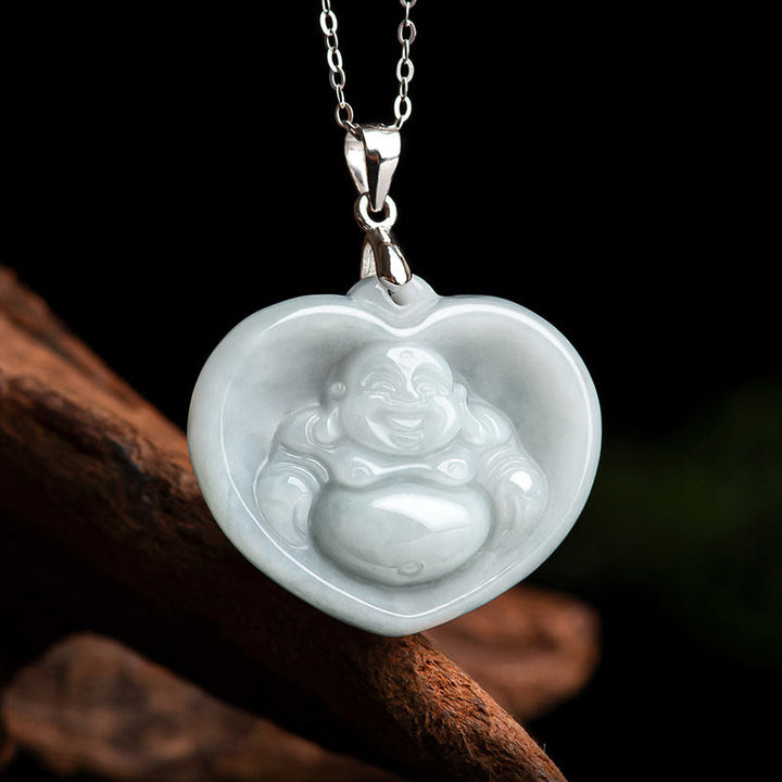 Buddha Stones pendentif porte-bonheur en jade blanc Bouddha rieur en argent sterling 925 - image 6