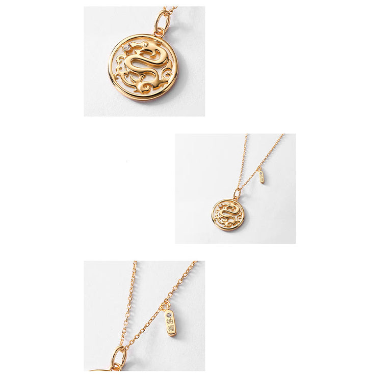❗❗❗Une vente flash - Buddha Stones en argent sterling 925 avec pierre de Tridacna et personnage Fu de l'année du dragon