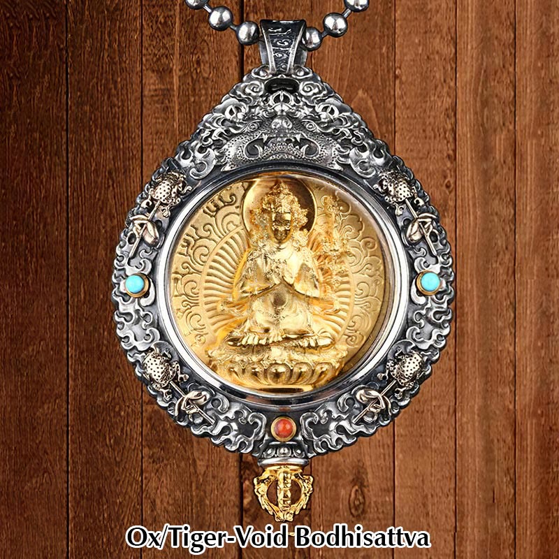 Buddha Stones Zodiaque chinois Bouddha natal Thangka Neuf palais Huit diagrammes Richesse Collier pendentif rotatif