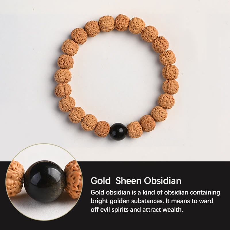 Bracelet de richesse et de bon augure en Buddha Stones tibétaines Rudraksha Bodhi Seed