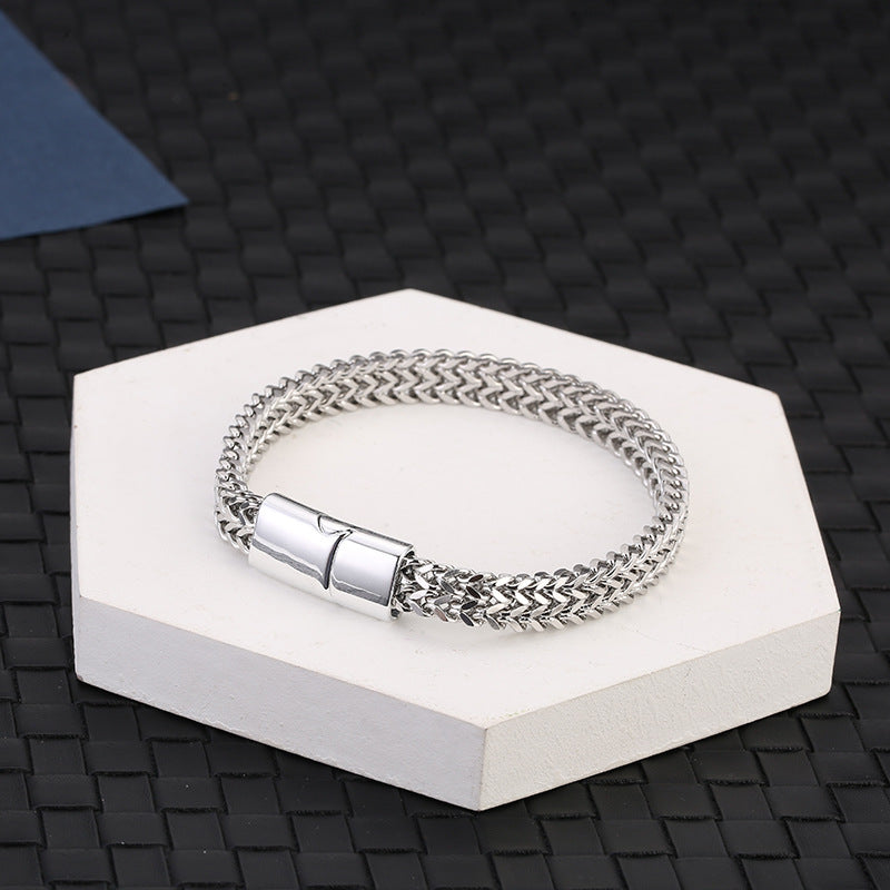 Bracelet d'équilibre en acier titane avec boucle magnétique et écailles de poisson en Buddha Stones - image 1
