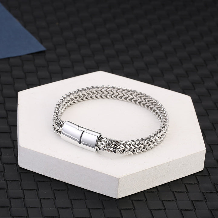 Bracelet d'équilibre en acier titane avec boucle magnétique et écailles de poisson en Buddha Stones - image 1
