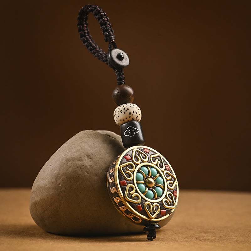 Buddha Stones tibétain Om Mani Padme Hum Bodhi graine paix porte-clés