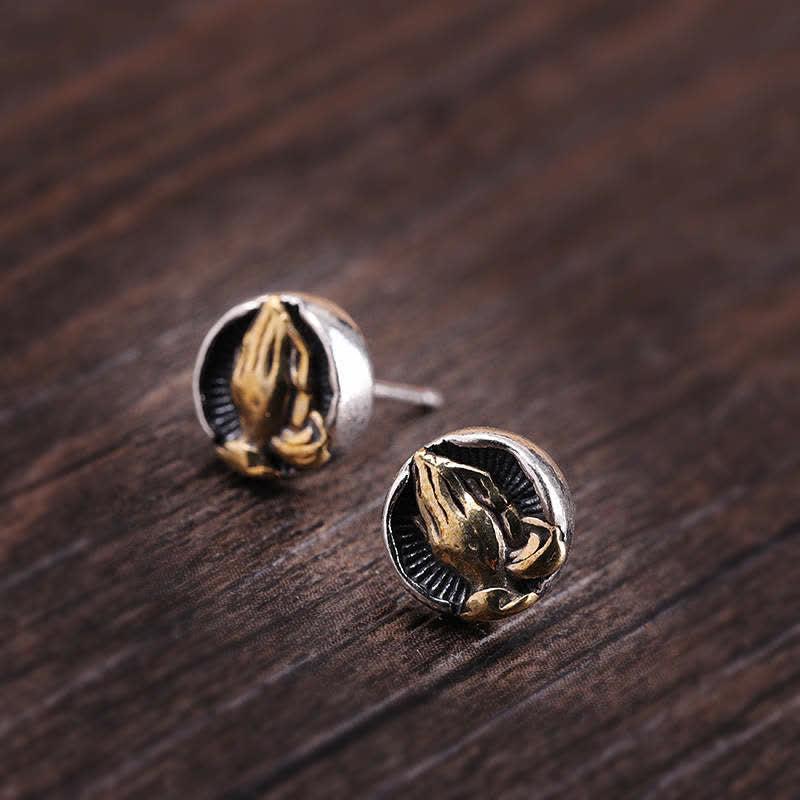 Boucles d'oreilles à tige Namaste Equality en argent sterling 925 Buddha Stones - image 10