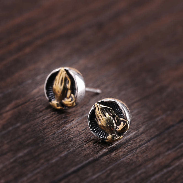 Boucles d'oreilles à tige Namaste Equality en argent sterling 925 Buddha Stones - image 10