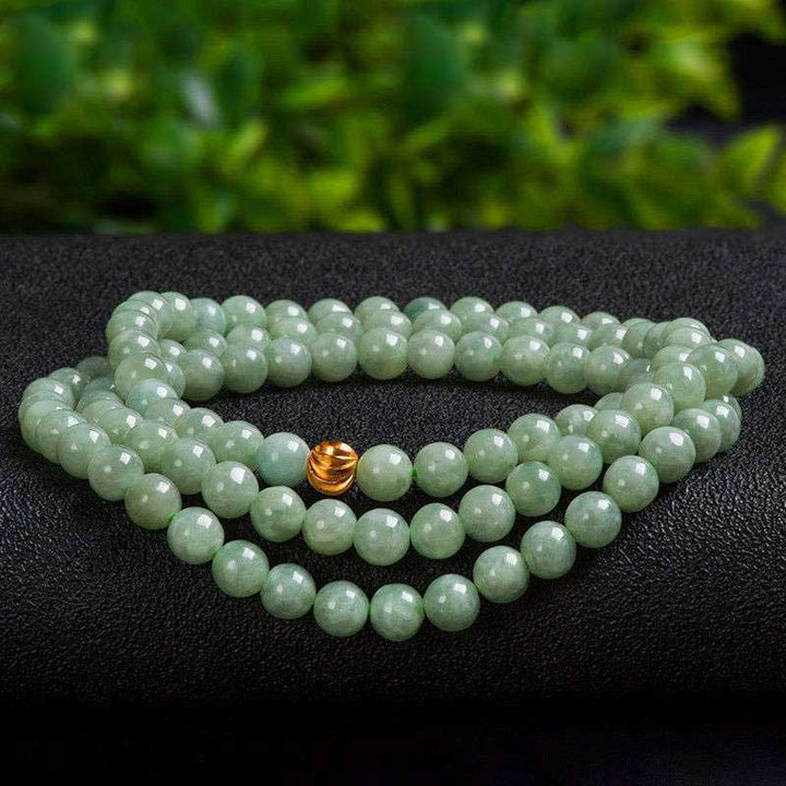 Bracelet Mala porte-bonheur en jade 108 perles