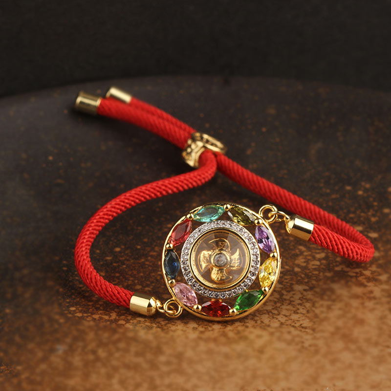 Collier pendentif en Buddha Stones colorées en cuivre et zircon pour la richesse et la chance