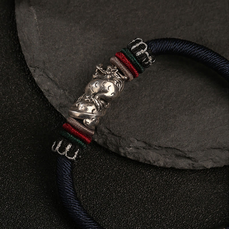 Bracelet porte-bonheur en corde fait main en argent sterling 925 de Buddha Stones Année du Dragon