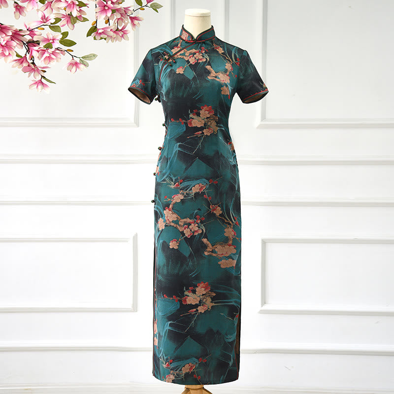 Robe Qipao à imprimé floral rose vintage Buddha Stones pour femme - US14，UK/AU18，EU46 (4XL) - image 0