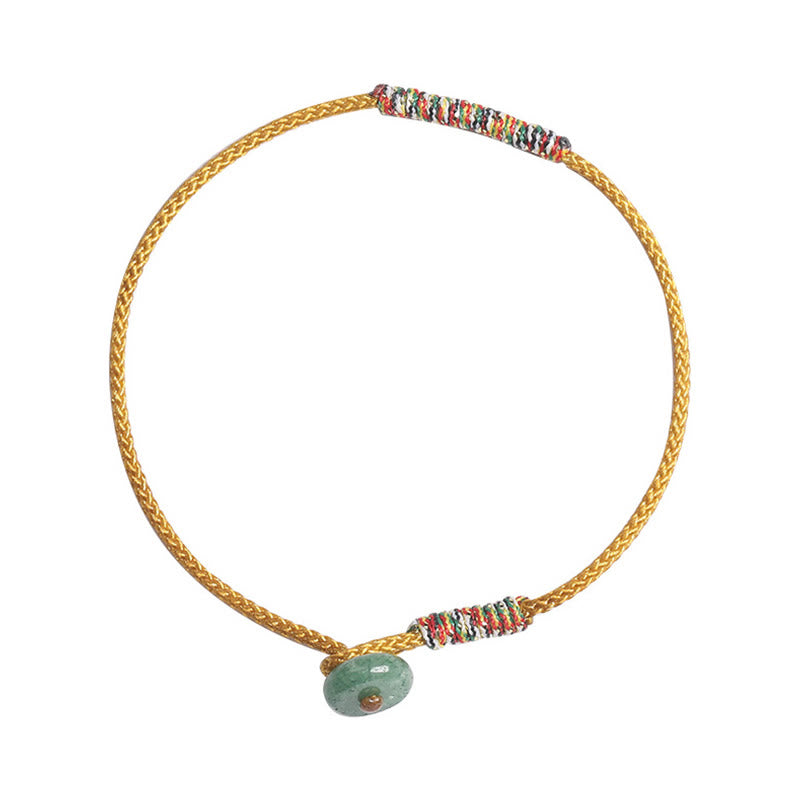 Bracelet en corde tressée tibétain fait main en aventurine verte avec Buddha Stones et protection de la chance