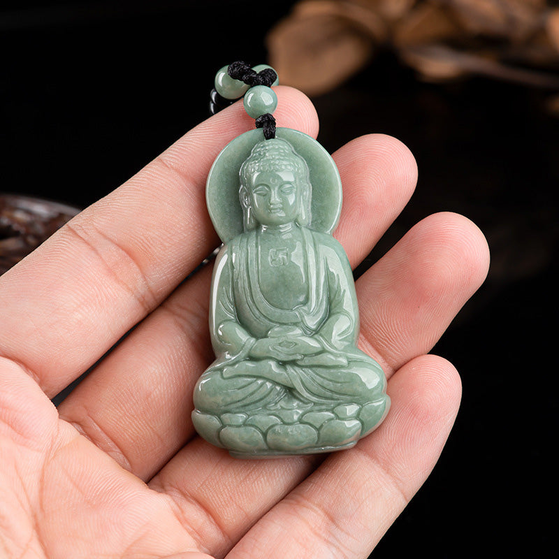 Collier en cordon de compassion avec amulette en jade Bouddha Amitabha et Buddha Stones - image 4