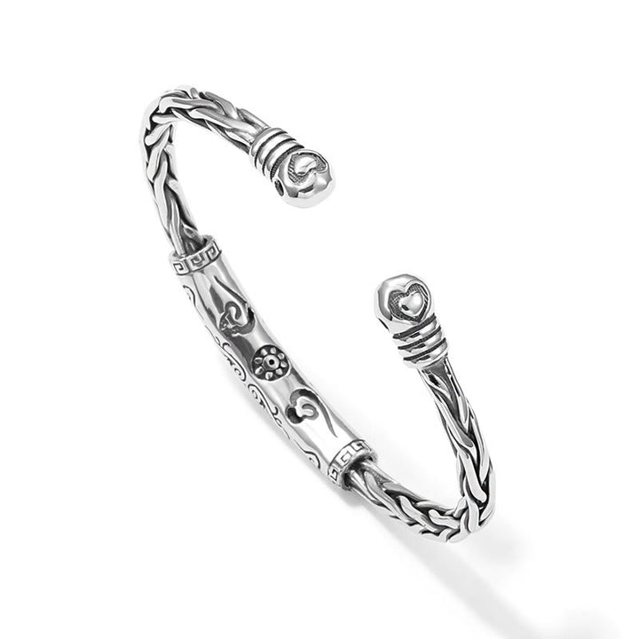 Bracelet manchette gravé Buddha Stones Tibet Om Mani Padme Hum