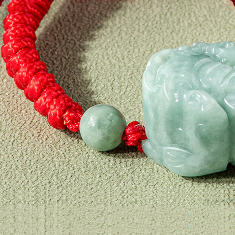 Bracelet tressé en jade naturel fait main avec Buddha Stones et protection PiXiu King Kong