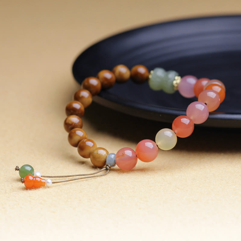 Bracelet de protection de richesse en jade Hetian et agate Yanyuan en graines de Kuka et Buddha Stones