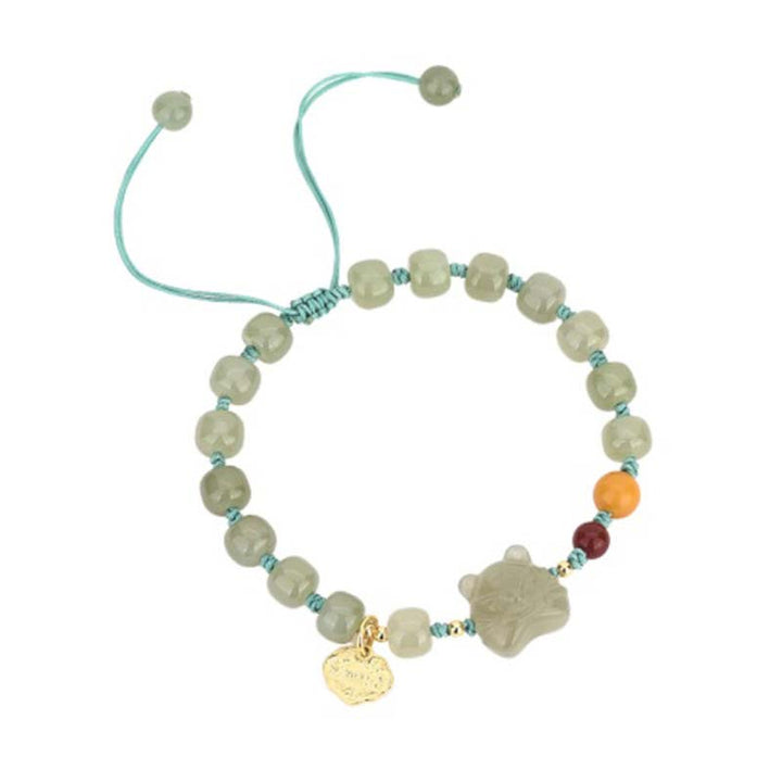 Bracelet en jade avec symbole du zodiaque chinois et bénédiction