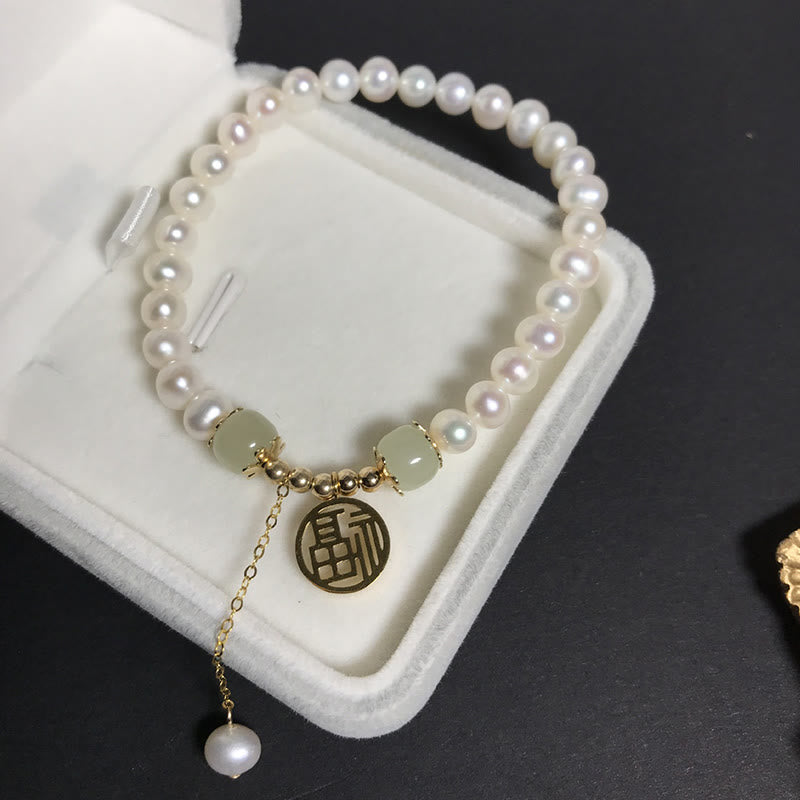 Bracelet de perles de sagesse et de bonheur en jade Hetian naturel
