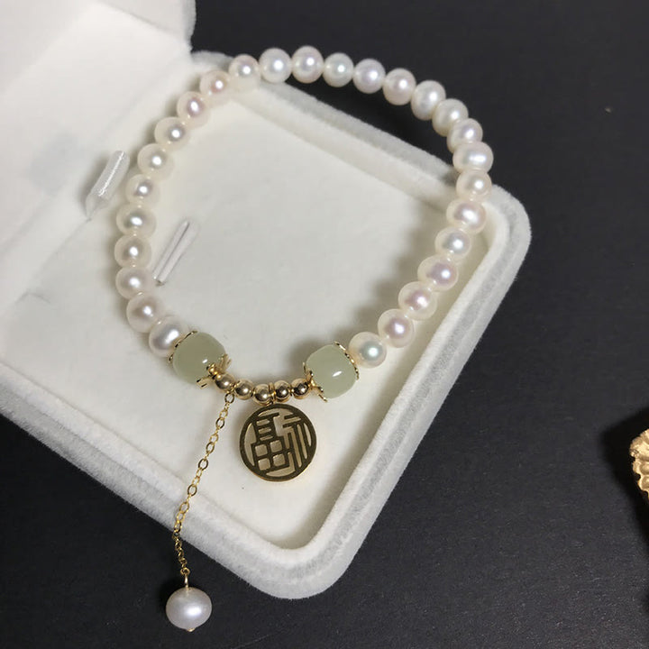 Bracelet de perles de sagesse et de bonheur en jade Hetian naturel