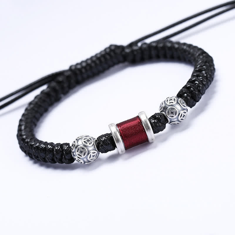 Bracelet en fil tressé avec perles en cuivre et argent sterling 999 de Buddha Stones