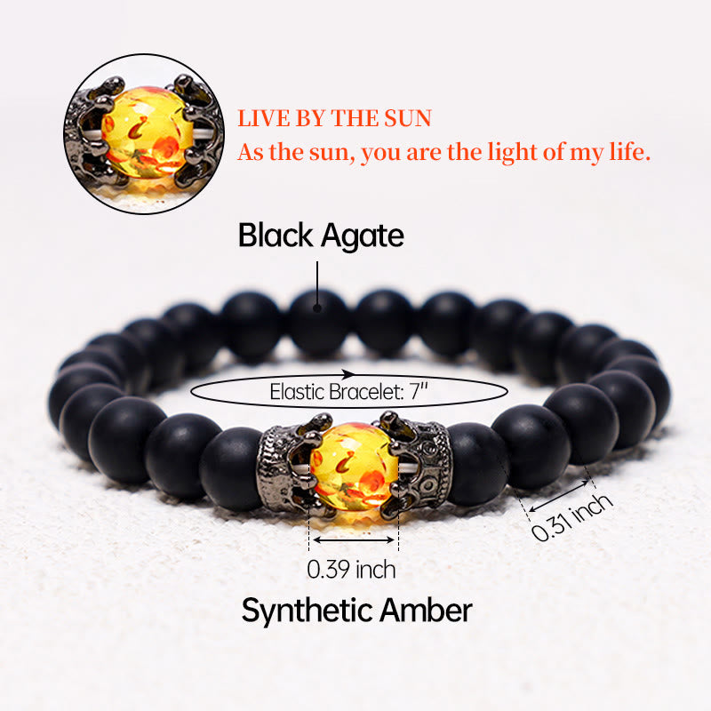 Bracelet couple en perles d'énergie de guérison avec couronne roi et reine en Buddha Stones