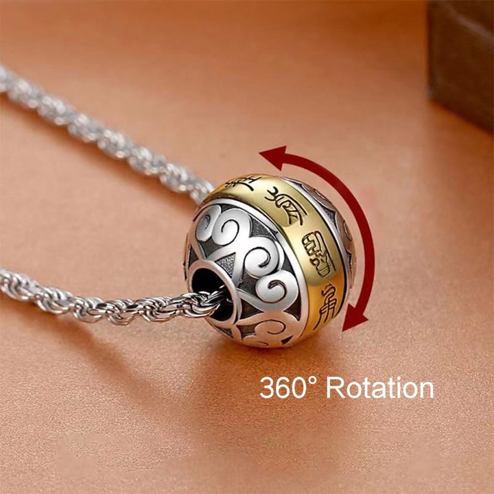 Collier pendentif rotatif en amulette gravée avec mantra taoïste à neuf caractères de Buddha Stones