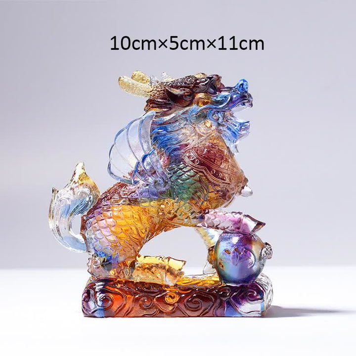 Feng Shui Kirin Pièce d'art en cristal Liuli faite à la main Décoration de bureau à domicile Fortune