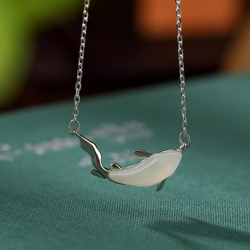 Collier pendentif porte-bonheur en argent sterling 925 et jade blanc avec Buddha Stones - Poisson Koi argenté - image 19