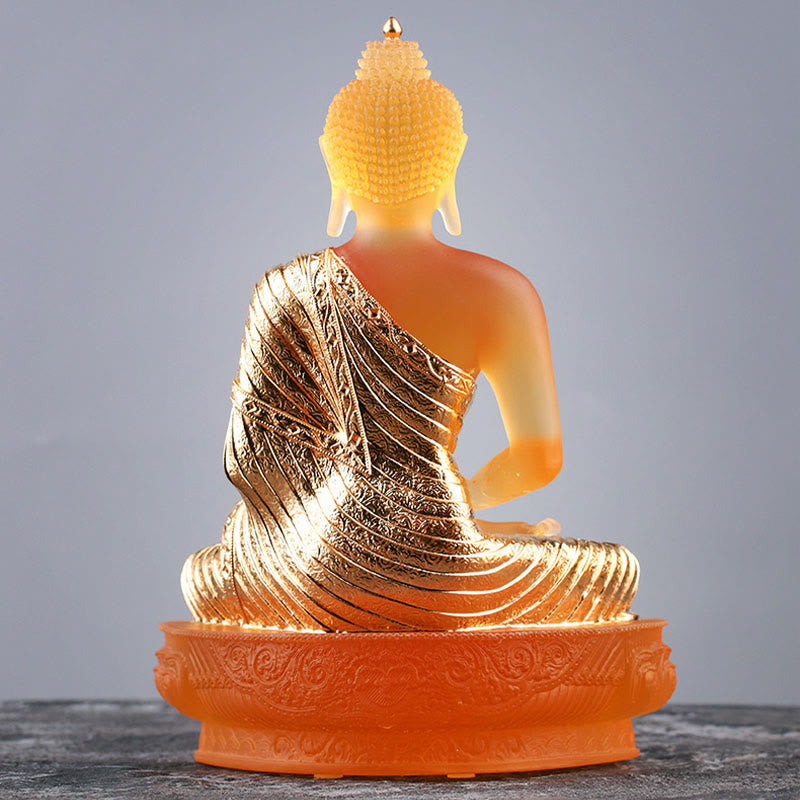 Buddha Stones Figurine de Bouddha faite à la main Pièce d'art Liuli Statue de sérénité Décoration d'offrande pour la maison