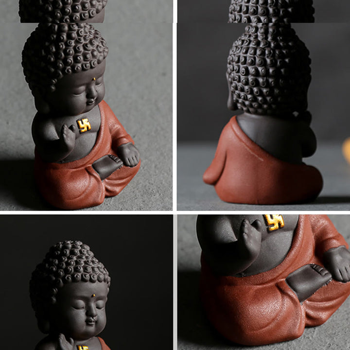 Buddha Stones Petit Bouddha Sérénité Argile violette Décoration de bureau à domicile