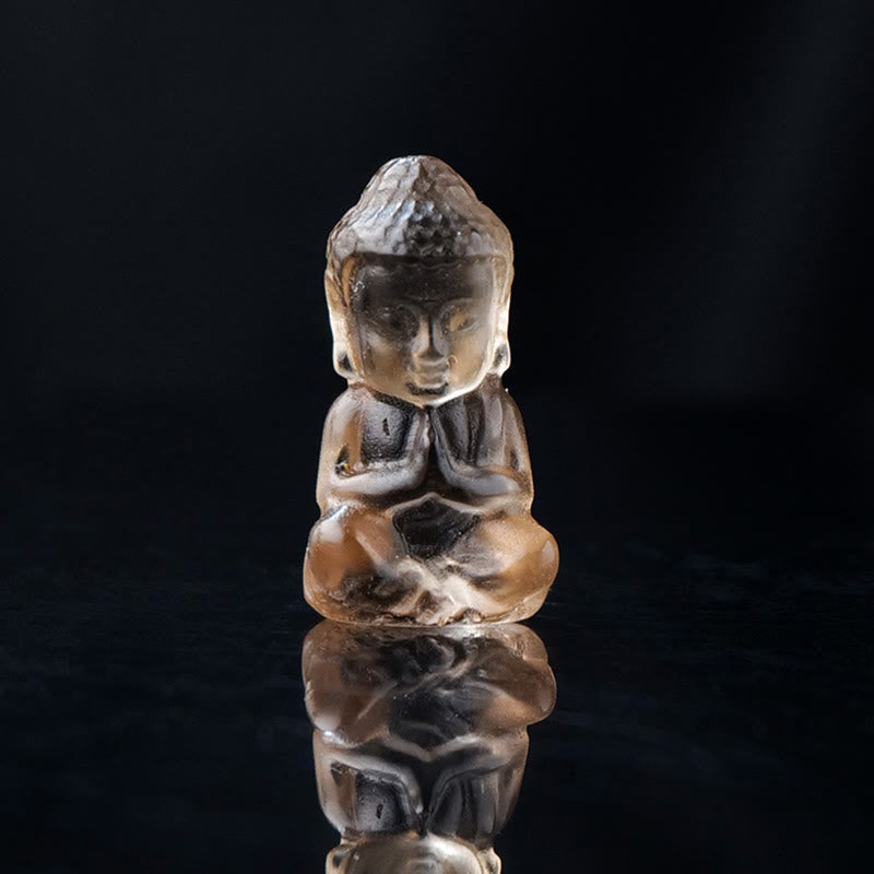 Buddha Stones Divers Cristal Améthyste Cristal Rose Cristal Blanc Citrine Bouddha Sculpté Guérison Spirituelle Collier Pendentif Décoration - Quartz fumé - Décoration 1,4 x 2,6 cm - image 15