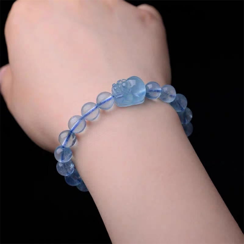 Bracelet de guérison Pixiu Serenity en aigue-marine naturelle