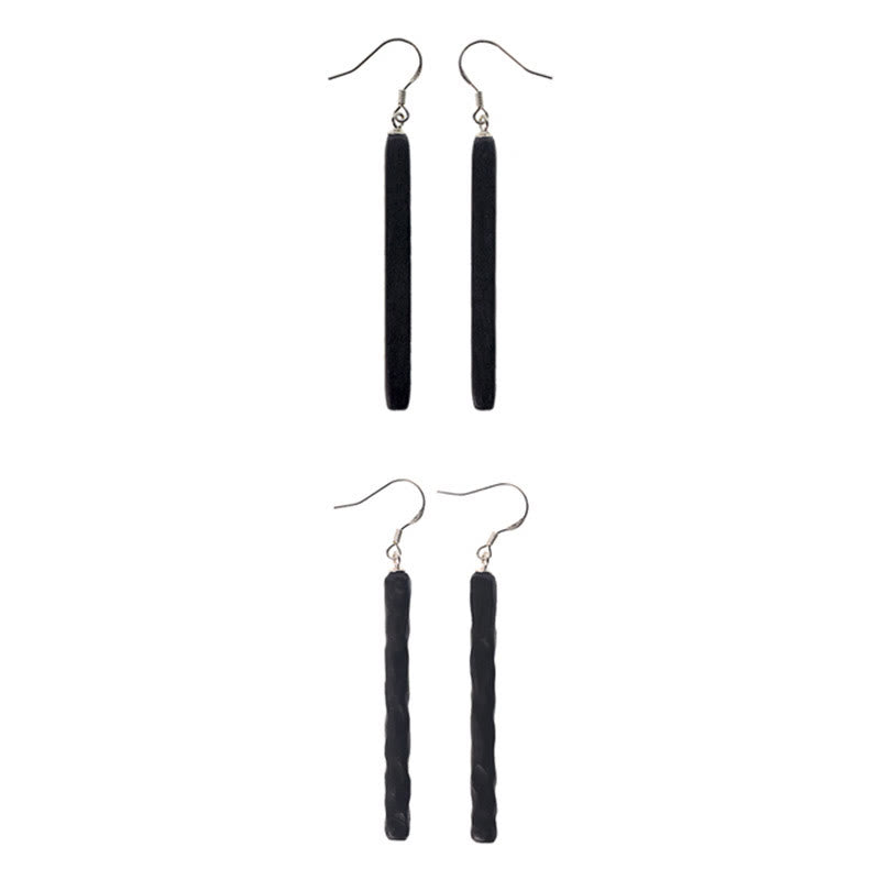 Boucles d'oreilles pendantes en argent sterling 925 avec Buddha Stones et texture en bois d'ébène - image 12