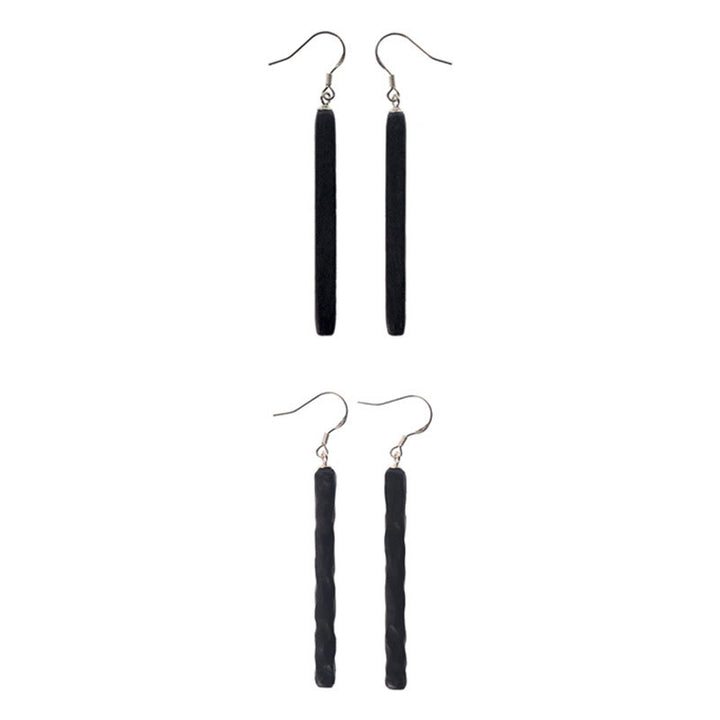 Boucles d'oreilles pendantes en argent sterling 925 avec Buddha Stones et texture en bois d'ébène - image 12