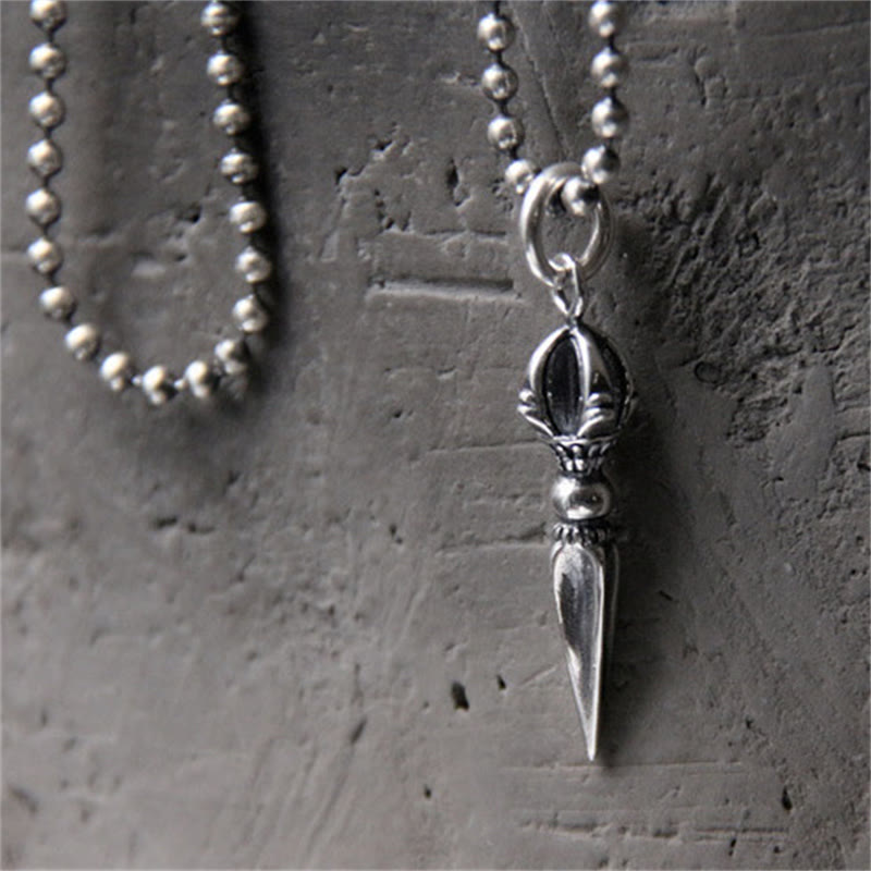 Collier pendentif force puissance spirituelle Dorje Vajra en argent sterling 925 Buddha Stones