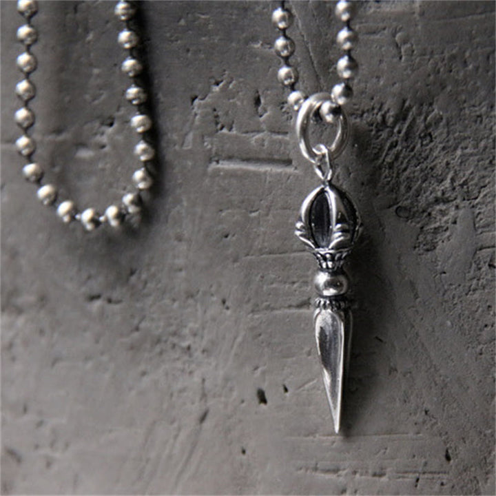 Collier pendentif force puissance spirituelle Dorje Vajra en argent sterling 925 Buddha Stones