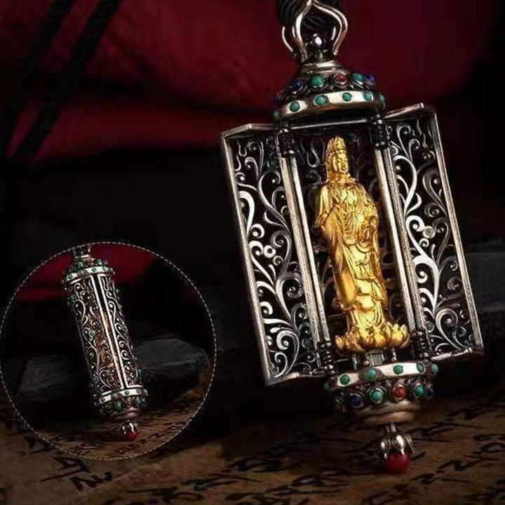 Buddha Stones tibétaines Avalokitesvara Argent Protection de la richesse Décoration