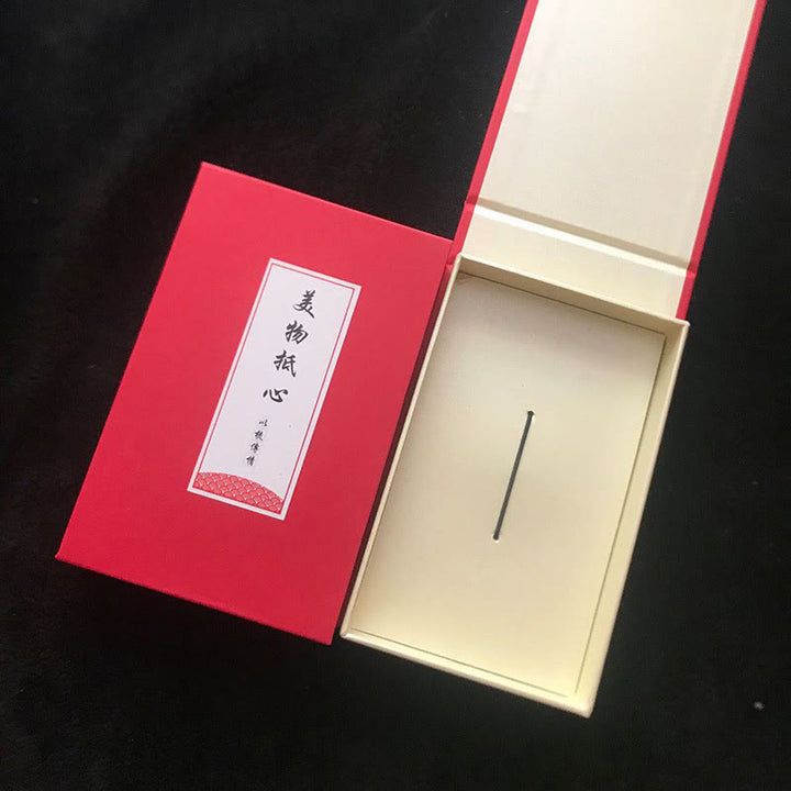 Peigne apaisant en forme de lapin mignon en bois de santal rouge à petites feuilles avec boîte cadeau