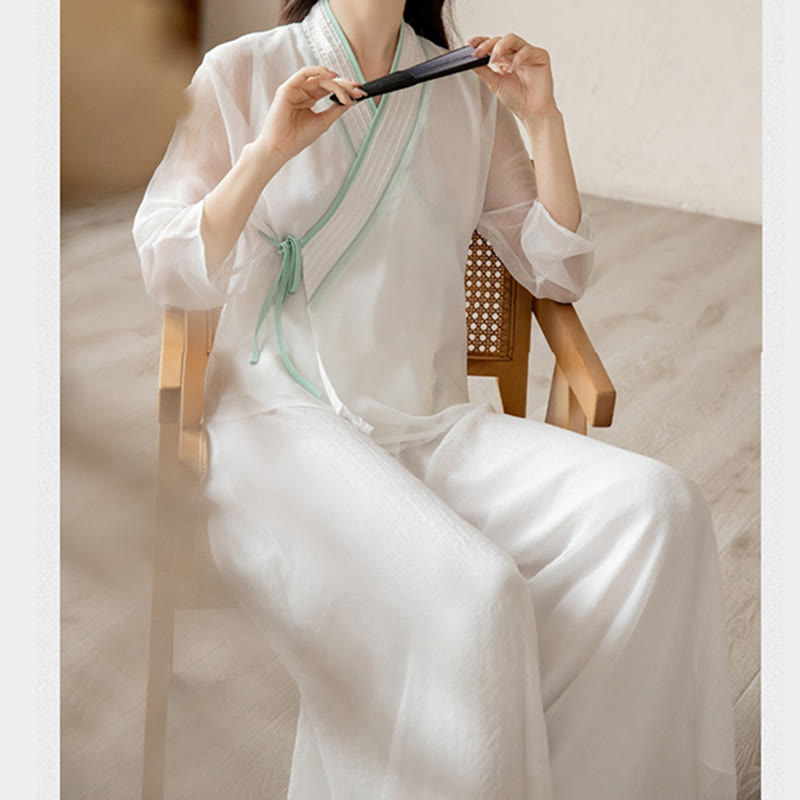 Ensemble de vêtements en mousseline de soie pour femme Buddha Stones et prière rétro, méditation spirituelle zen