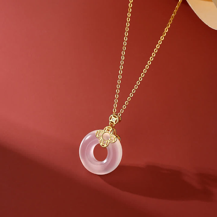 Collier pendentif positif en argent sterling 925 avec boucle de paix et pièce de calcédoine et Buddha Stones