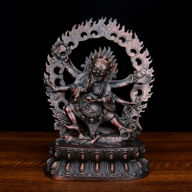 Statue de Bouddha en cuivre de la compassion de Mahakala du Tibet - Violet - image 3