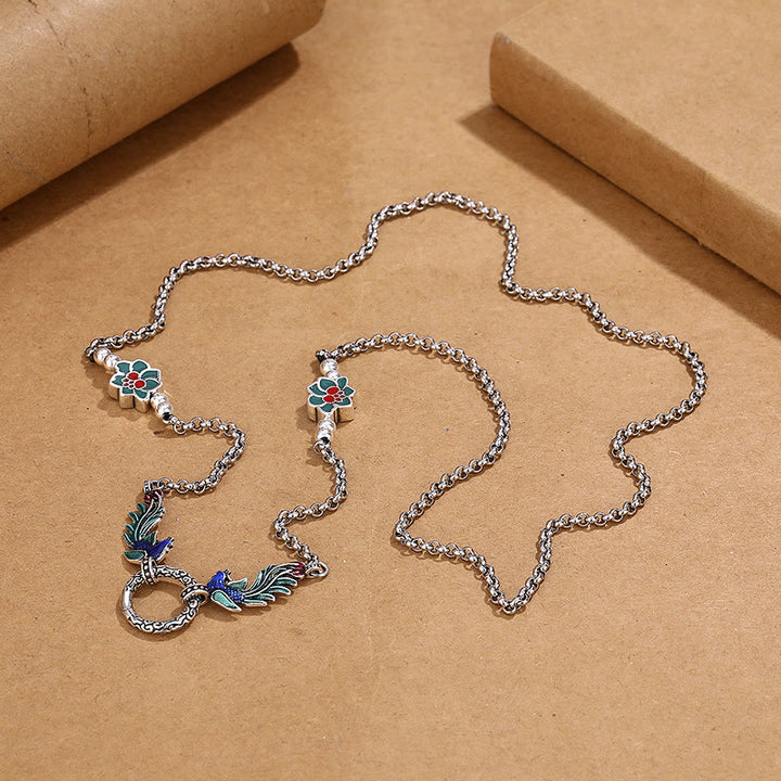 Collier avec pendentif en Buddha Stones, phénix, fleur de lotus, protection de la chance - image 3